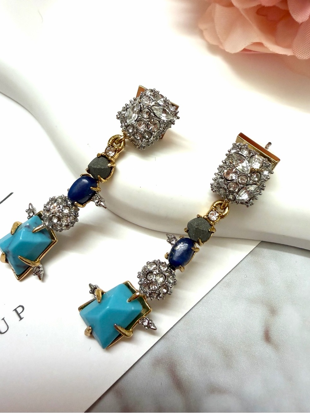 Alexis Bittar Turquoise & Blue Crystal Drop Earrings - Elegant Women's Jewelry